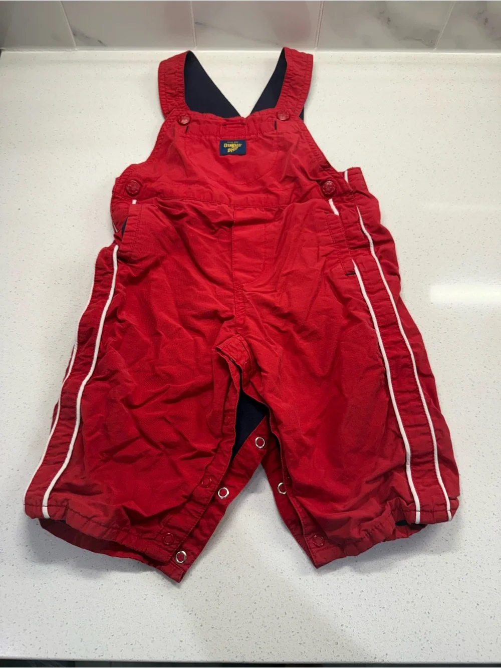 OshKosh B'gosh Red Kids Overalls with White Piping